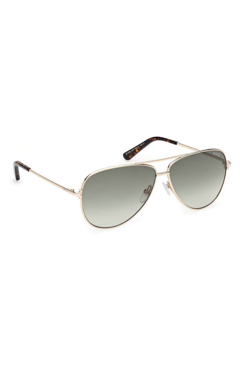 60mm Pilot Sunglasses, Alternate, color, GOLD/ DARK HAVANA / GRAD GREEN