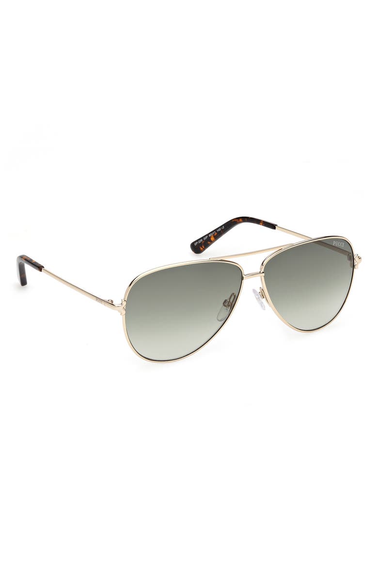 Emilio Pucci 60mm Pilot Sunglasses, Alternate, color, Gold/ Dark Havana / Grad Green