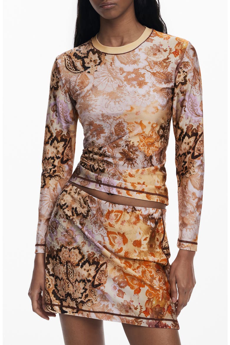 Printed Long Sleeve T-Shirt, Main, color, TERRACOTTA