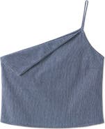 MANGO TEEN Asymmetrical Striped Cotton Shell