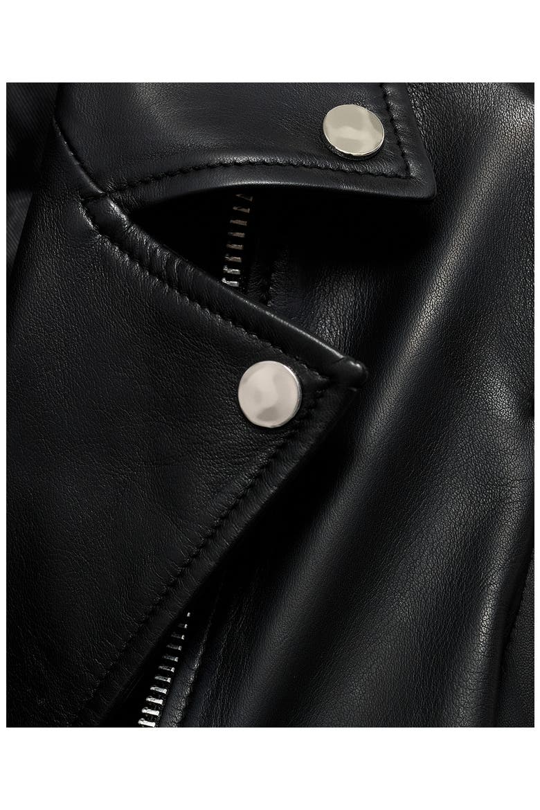 Leather Biker Jacket, Alternate, color, BLACK