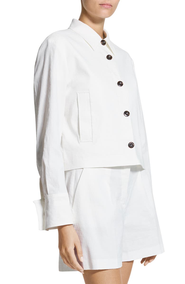 Theory Linen Blend Crop Shirt Jacket, Alternate, color, White