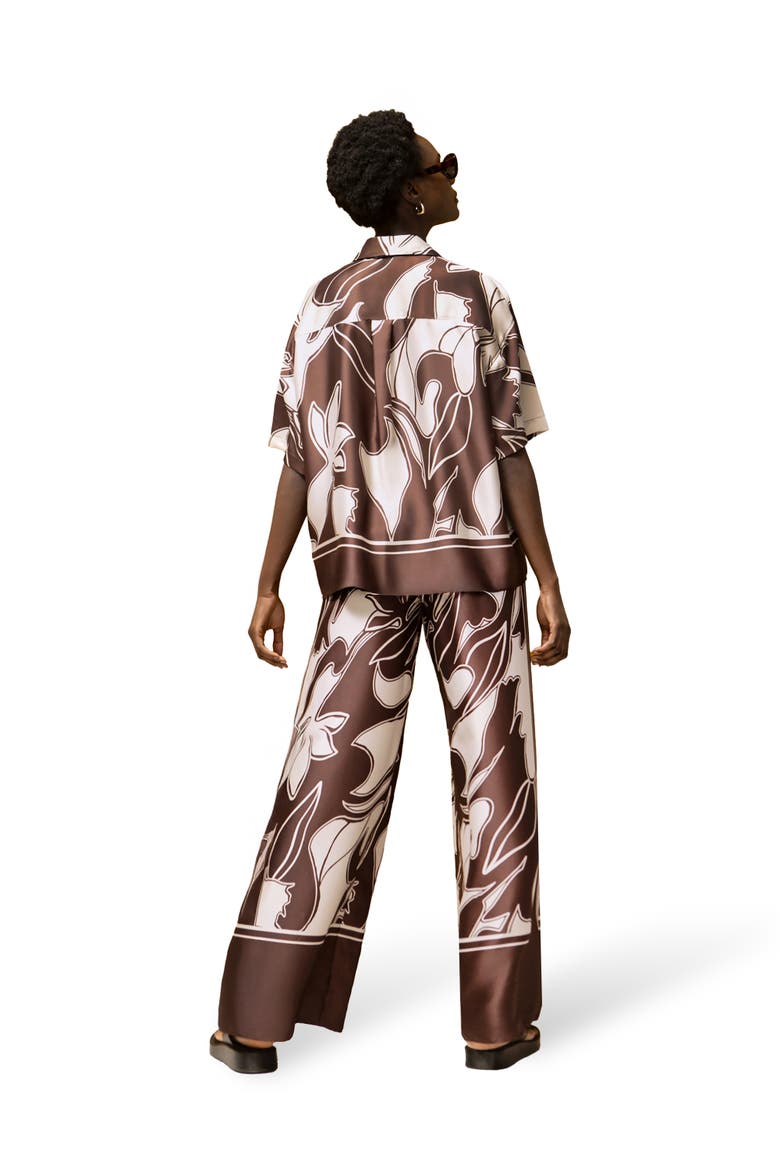 Swirl Border Print Trouser, Alternate, color, Brown