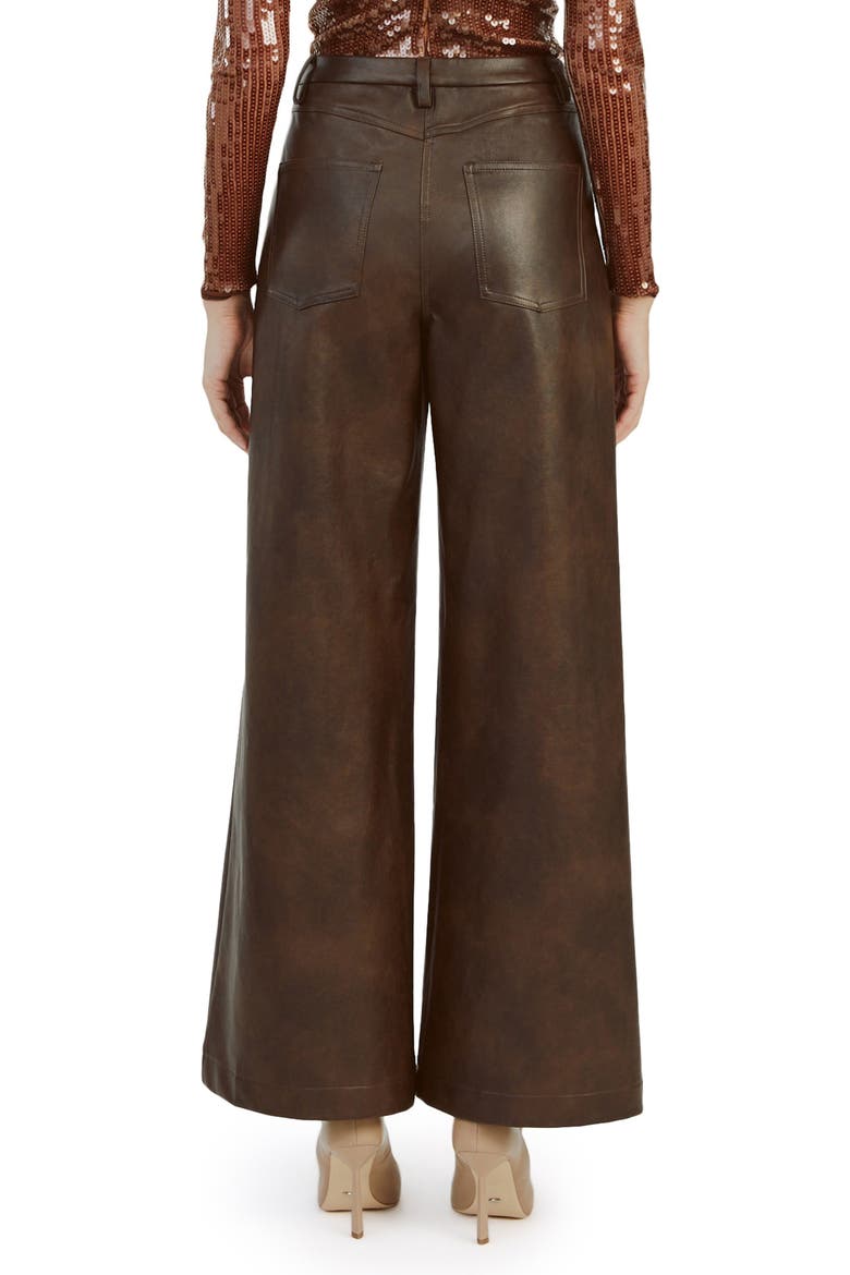 Faux Leather Wide Leg Pants, Alternate, color, DARK CHOCO