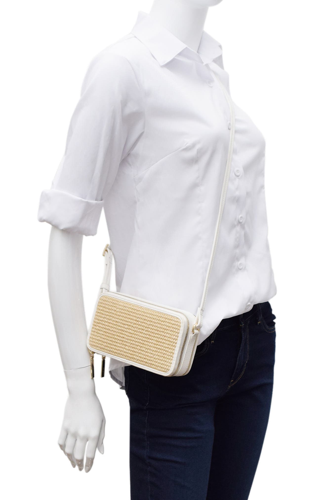 Thacker Riley Woven Crossbody Bag, Alternate, color, Natural/ White