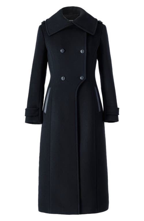 Mackage Elodie Double Breasted Military Maxi Coat In Black