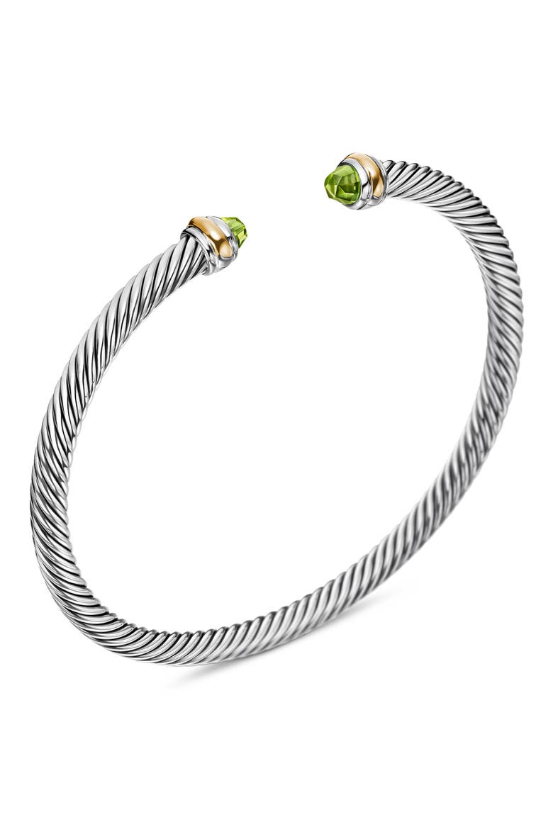 Cable Classic Bracelet with 18K Gold & Semiprecious Stones, 4mm, Alternate, color, PERIDOT