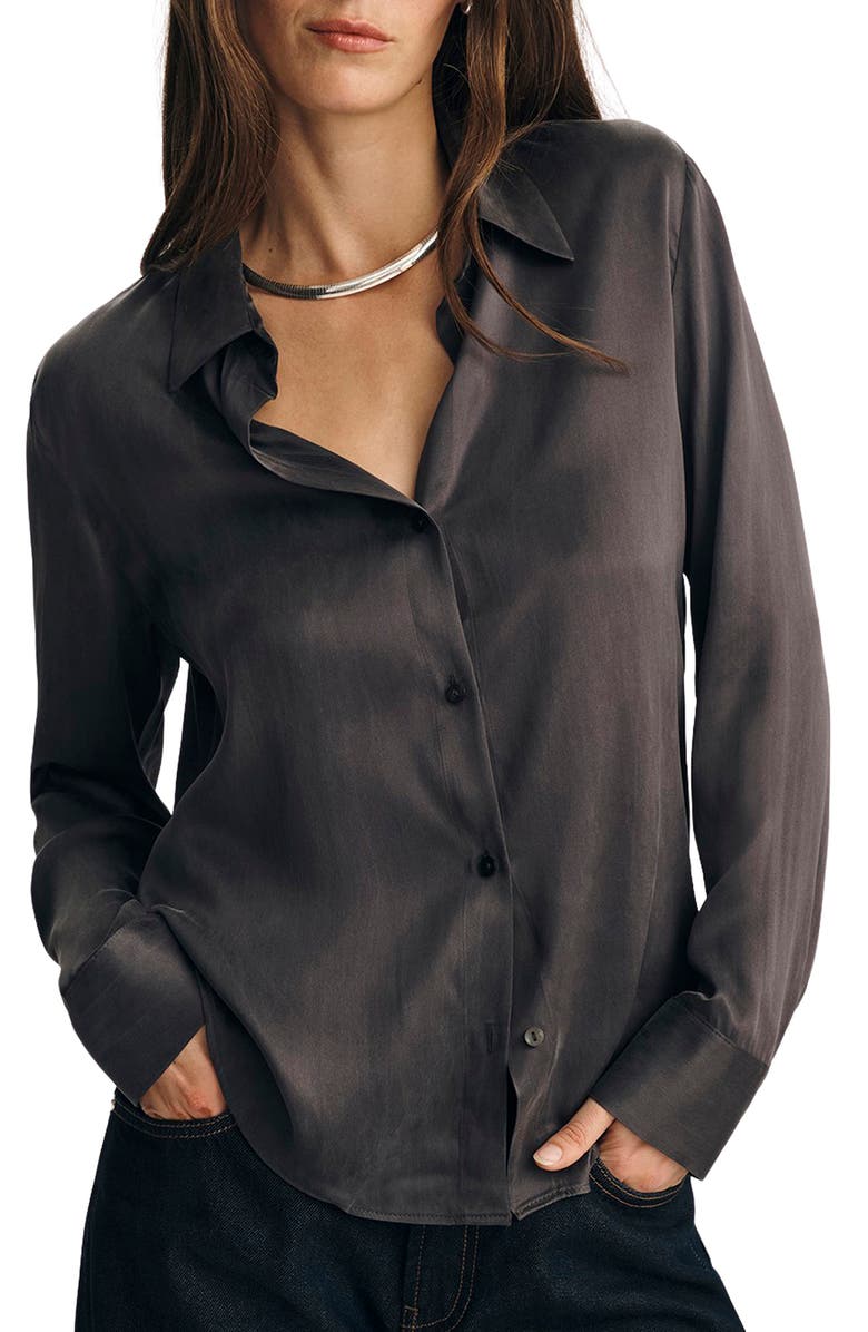 Mavi Jeans Slim Fit Silk Button-Up Shirt, Main, color,