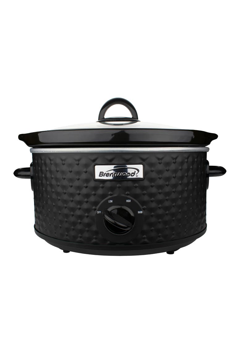 3.5 Quart Diamond Pattern Slow Cooker, Main, color, Black