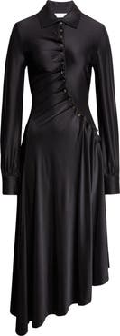 Rabanne Long Sleeve Draped Jersey Midi Dress