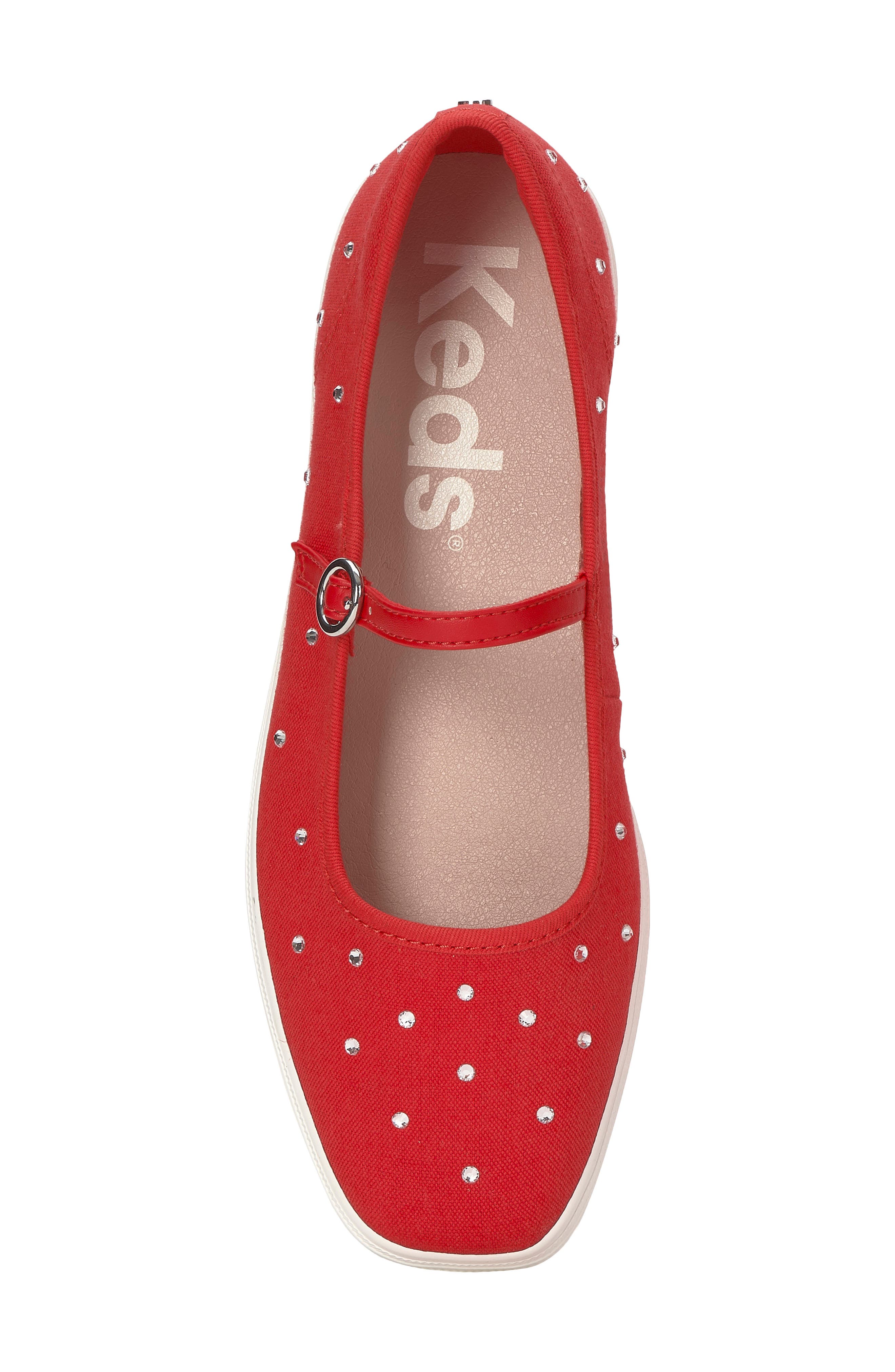 Square Toe Mary Jane Sneaker, Alternate, color, RED