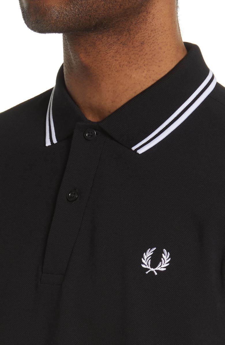 Fred Perry Extra Trim Fit Twin Tipped Piqué Polo, Alternate, color, Black