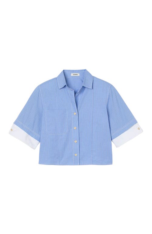 Sandro Mini Flared Pleated Skirt In Blue