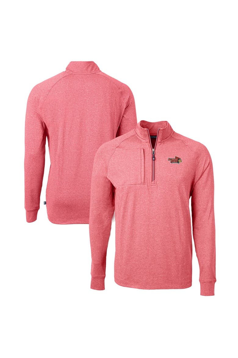Men's Cutter & Buck  Heather Red Illinois State Redbirds Big & Tall Adapt Eco Knit Quarter-Zip Pullover Top, Main, color, Heather Red