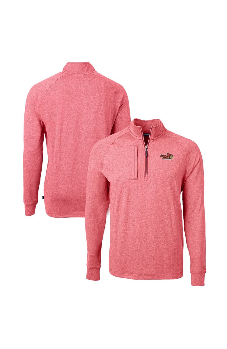 Cutter & Buck Men's Cutter & Buck  Heather Red Illinois State Redbirds Big & Tall Adapt Eco Knit Quarter-Zip Pullover Top, Main, color, 
