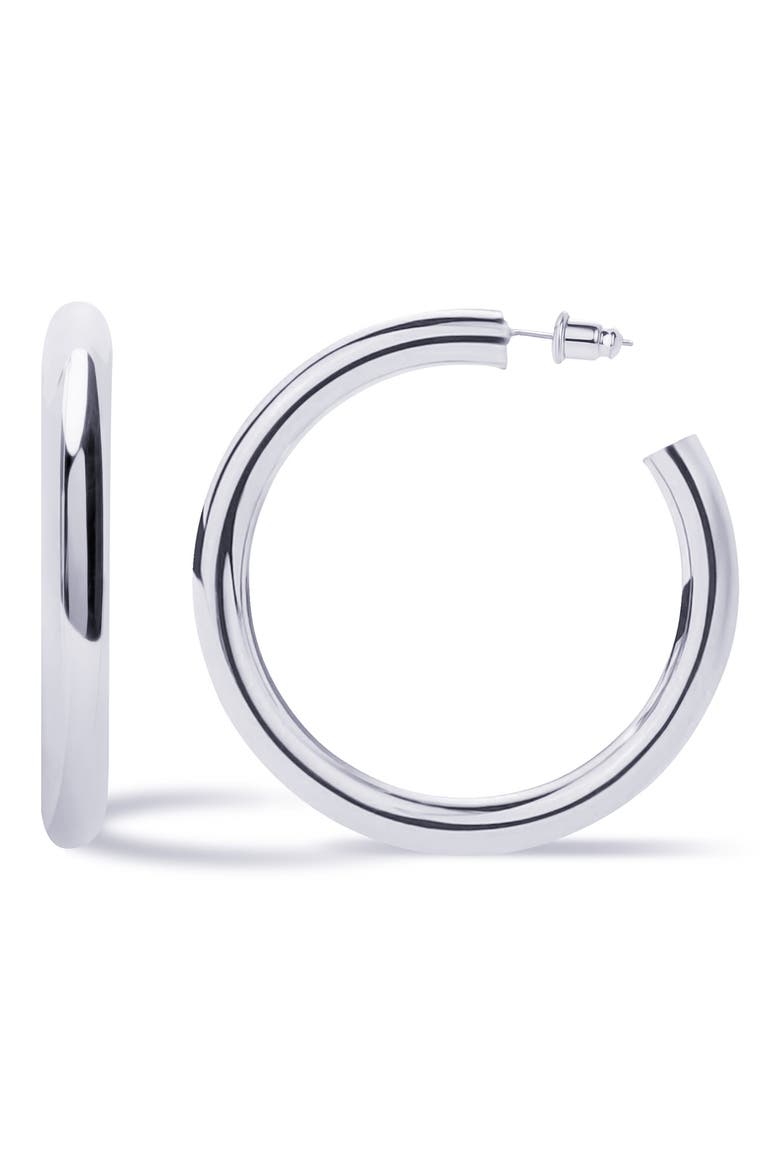 Hoop Earrings, Main, color, WHITE GOLD