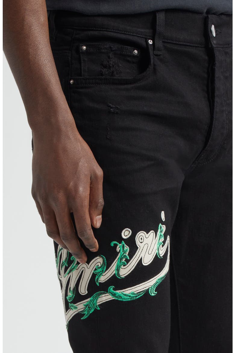 Baroque Varsity Logo Jeans, Alternate, color, BLACK OD