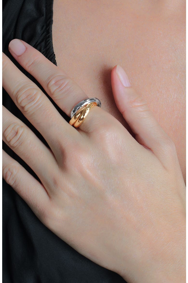 Farrier Triple Band Ring, Alternate, color, GOLD AND SILVER