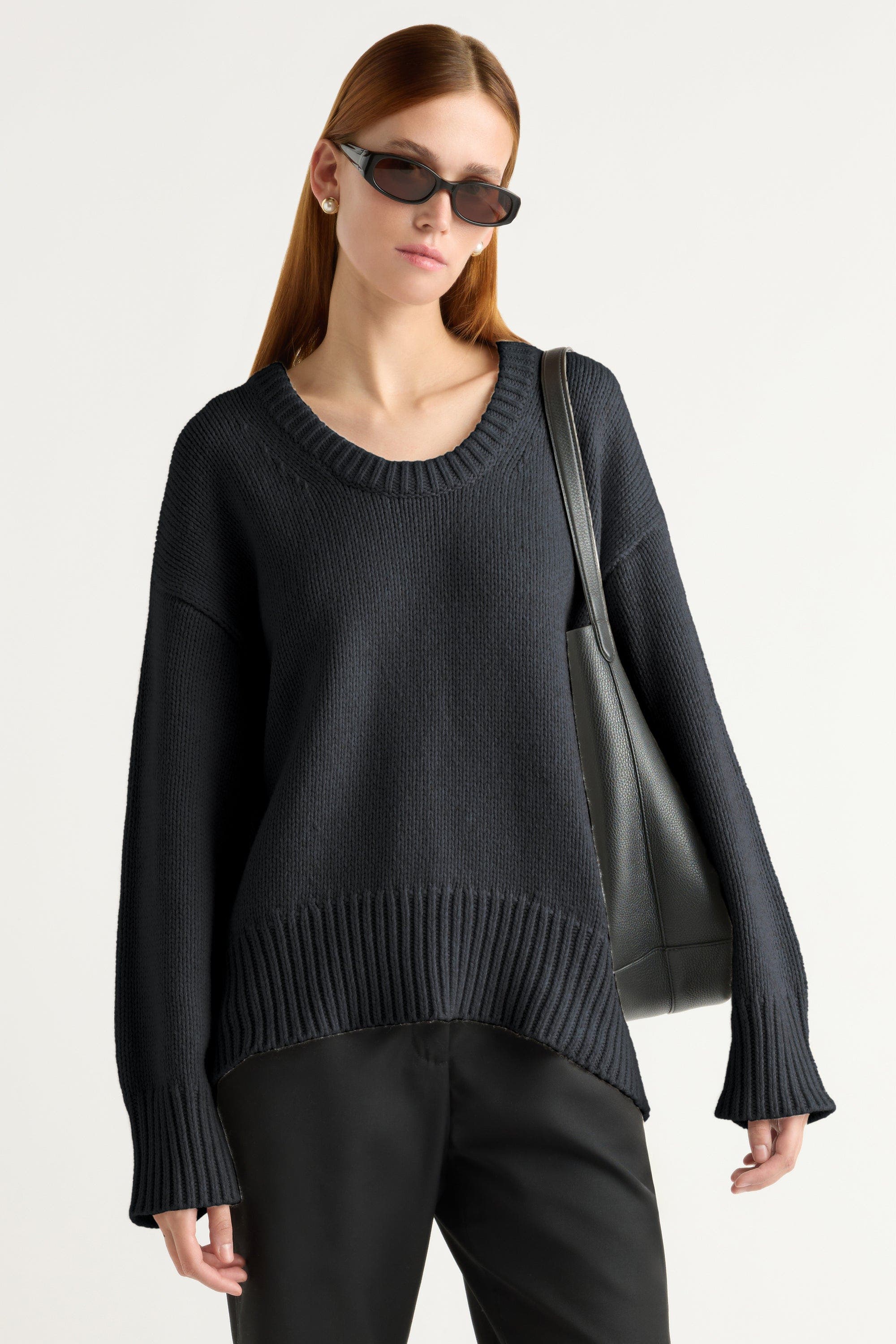 Modern Citizen Archie Deep U-Neck Sweater in Charcoal 