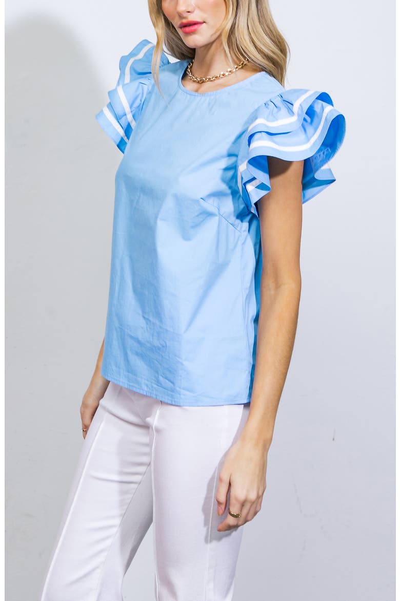 Solid Woven Top, Alternate, color, BLUE
