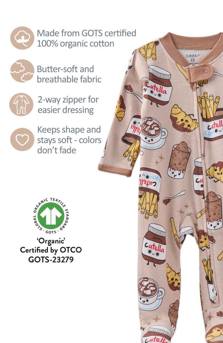BUTTERBLU Scout One-Piece Organic Cotton Pajamas, Alternate, color, Choc Full Of Cute