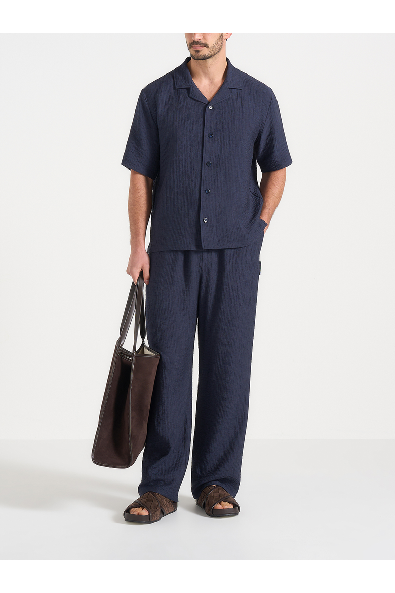 Addison Unisex Textured Relaxed Fit Trousers, Alternate, color, Navy