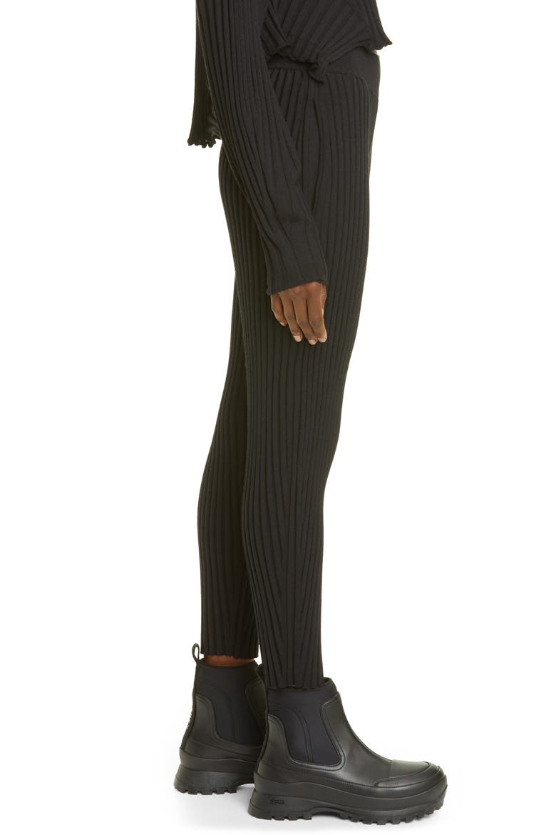 Rib Wool Blend Sweater Pants, Alternate, color, BLACK
