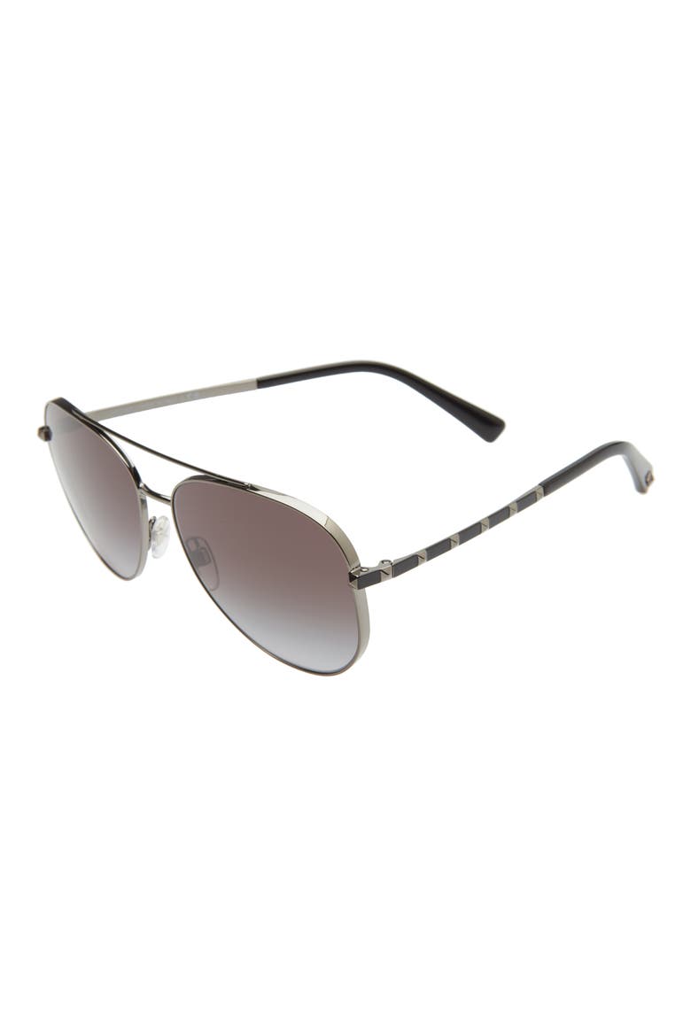 60mm Aviator Sunglasses, Alternate, color, GUNMETAL/ BLACK GRADIENT