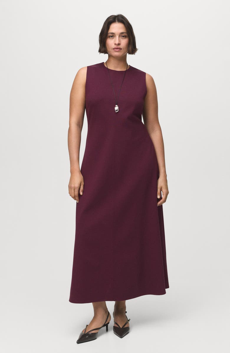 MANGO Sleeveless Flared Dress, Alternate, color, Burgundy