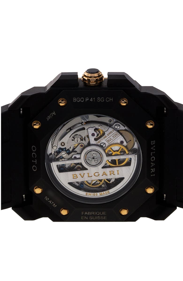 Watchfinder & Co. Bvlgari Preowned 2021 Octo L'originale 103075 Automatic Rubber Strap Watch, 41mm, Alternate, color, Black