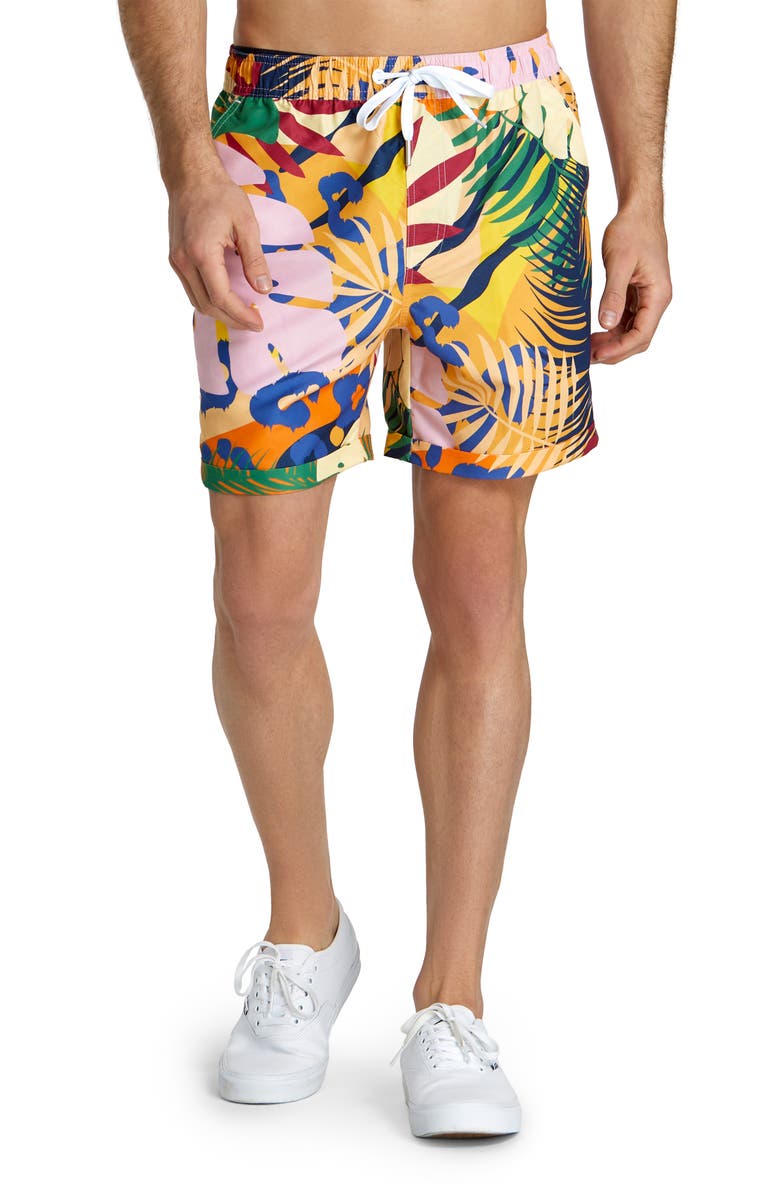 OppoSuits Tropic Thrill Camp Shirt & Drawstring Shorts Set, Alternate, color, Yellow Multi