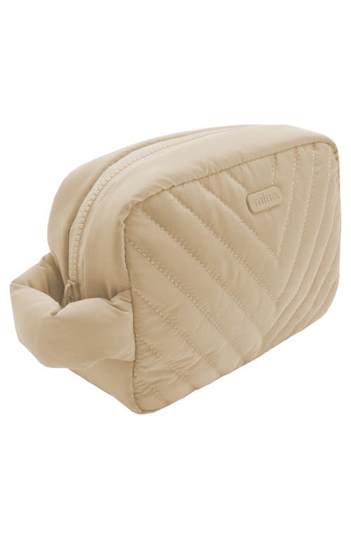 Mytagalongs Ellie Quilted Cosmetic Bag In Cream