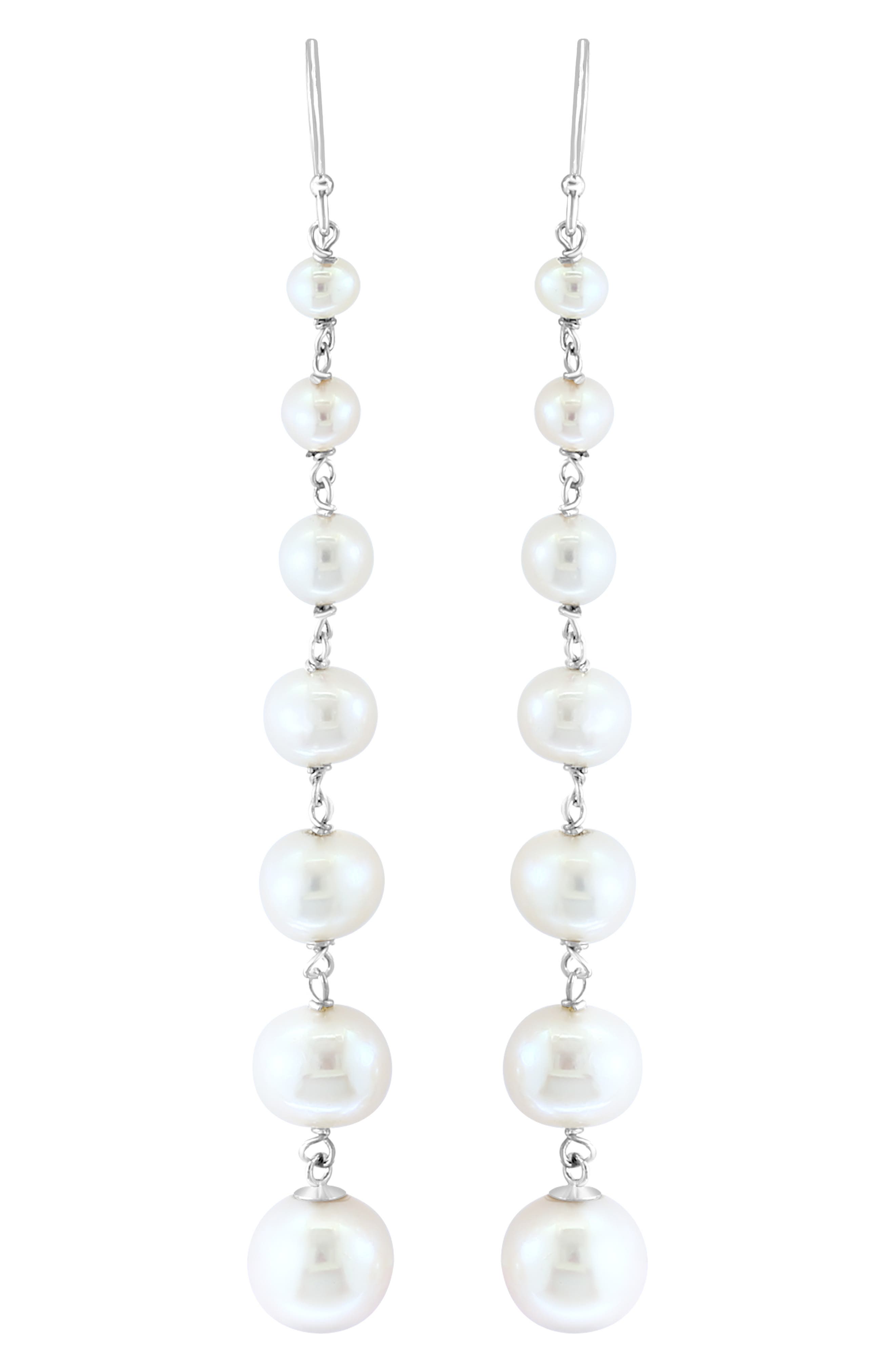 EFFY Sterling Silver 3–9mm Graduated Freshwater Pearl Drop Earrings