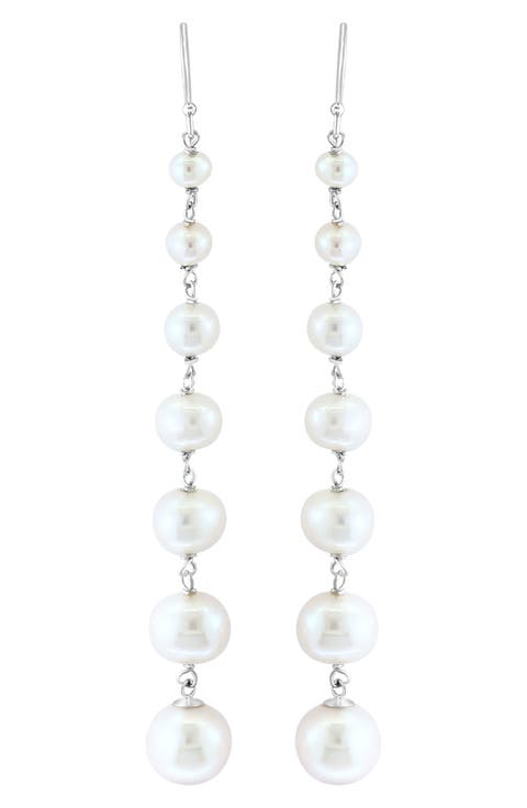 Sterling Silver 3–9mm Graduated Freshwater Pearl Drop Earrings