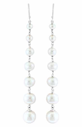 Sterling Silver 3–9mm Graduated Freshwater Pearl Drop Earrings