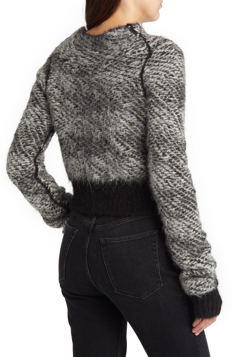 rag & bone Edith Houndstooth Jacquard Mock Neck Sweater, Alternate, color, Blackmult