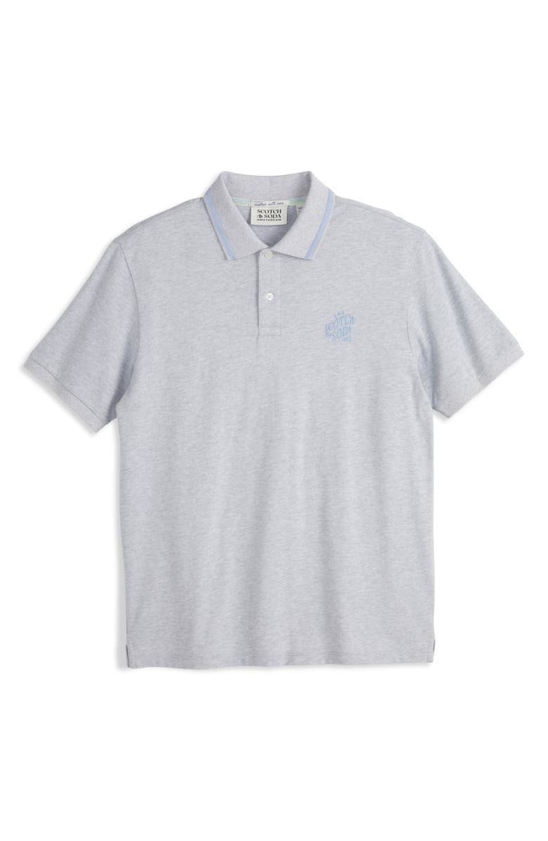 Scotch & Soda Embroidered Logo Piqué Polo, Main, color, Grey Heather
