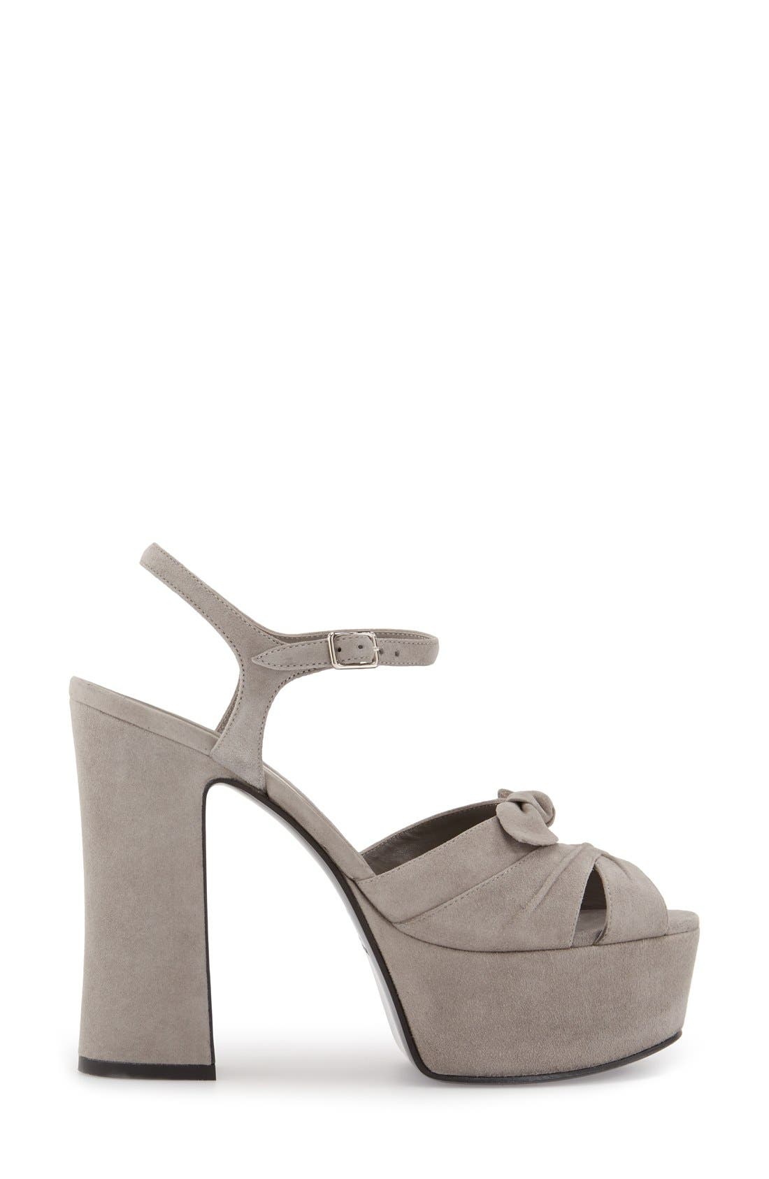 'Candy' Leather Platform Sandal, Alternate, color, GREY SUEDE