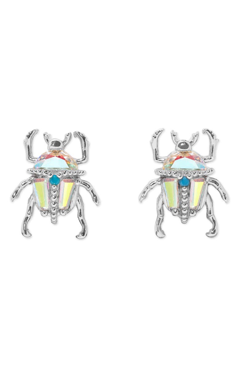 Girls Crew Beetle Stud Earrings, Main, color, Silver Multi