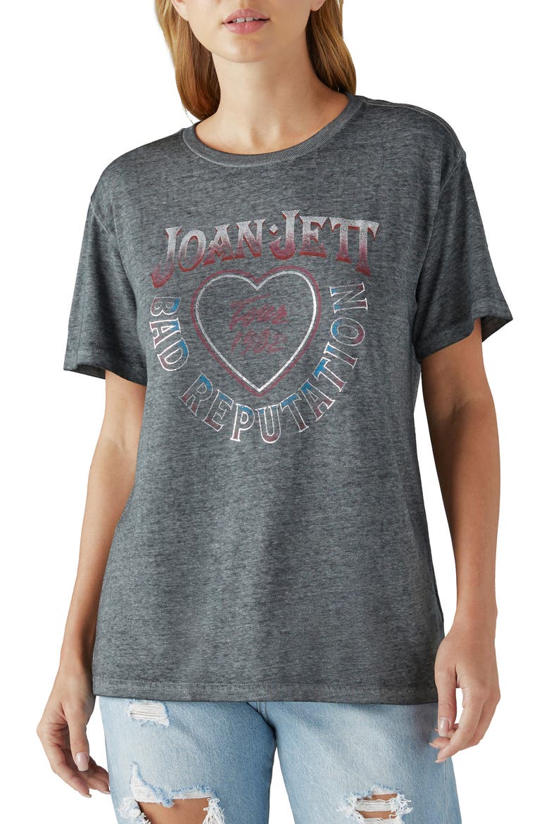 Joan Jett Bad Reputation Burnout Graphic Tee, Main, color, JET BLACK