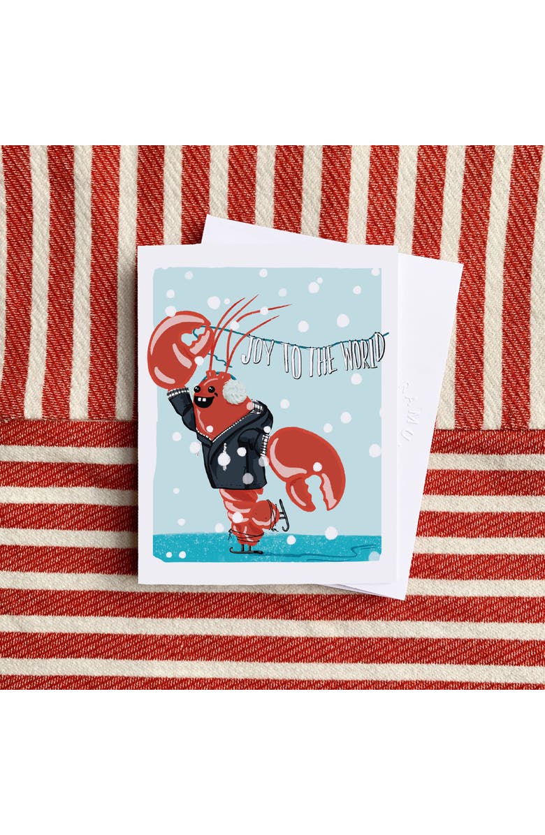 Ramus & Co Winter/Holiday Greeting Card Pack Sets (3 ct) Lobstah Joy To The World, Alternate, color, Multi-Pack