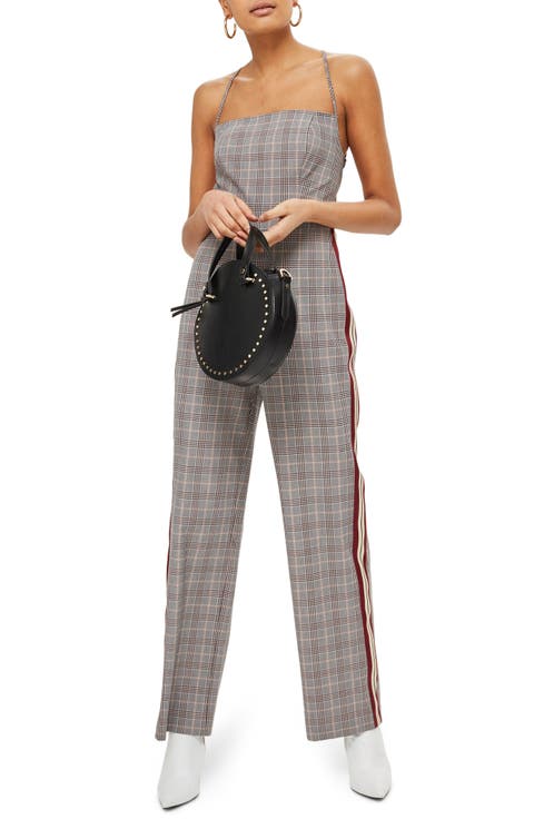 Sleeveless Check Stripe Jumpsuit