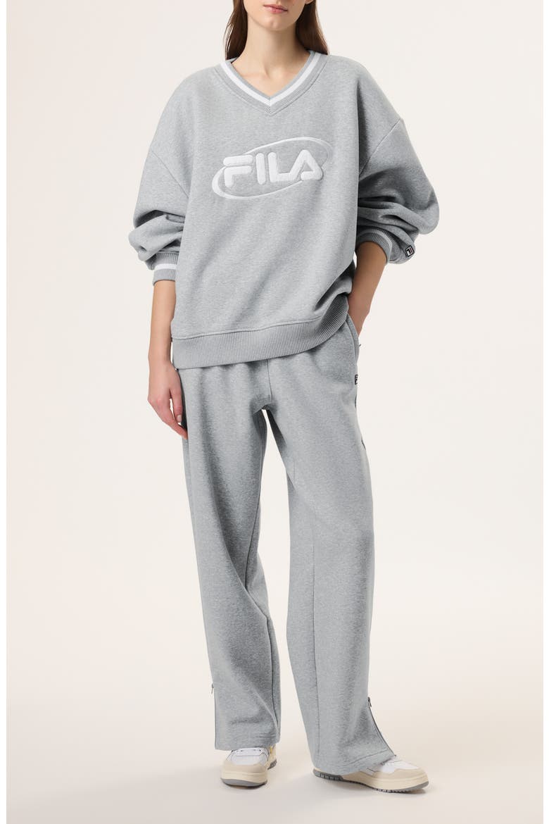 x Hailey V-Neck Sweatshirt, Alternate, color, GREY HEATHER/ WHITE
