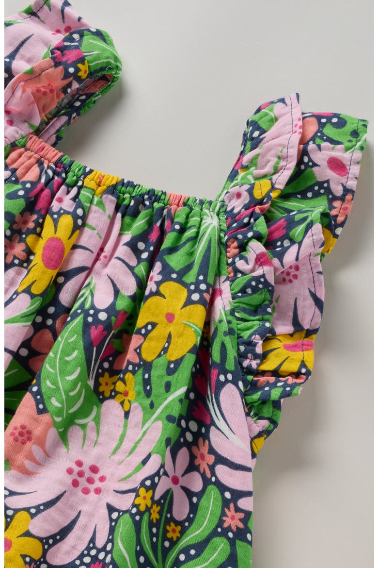 Kids' Double Ruffle Dress, Alternate, color, NAVY TROPICAL FLORAL