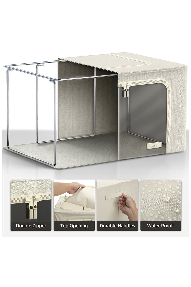 4-Pack Jumbo Foldable Storage Boxes, Alternate, color, BEIGE