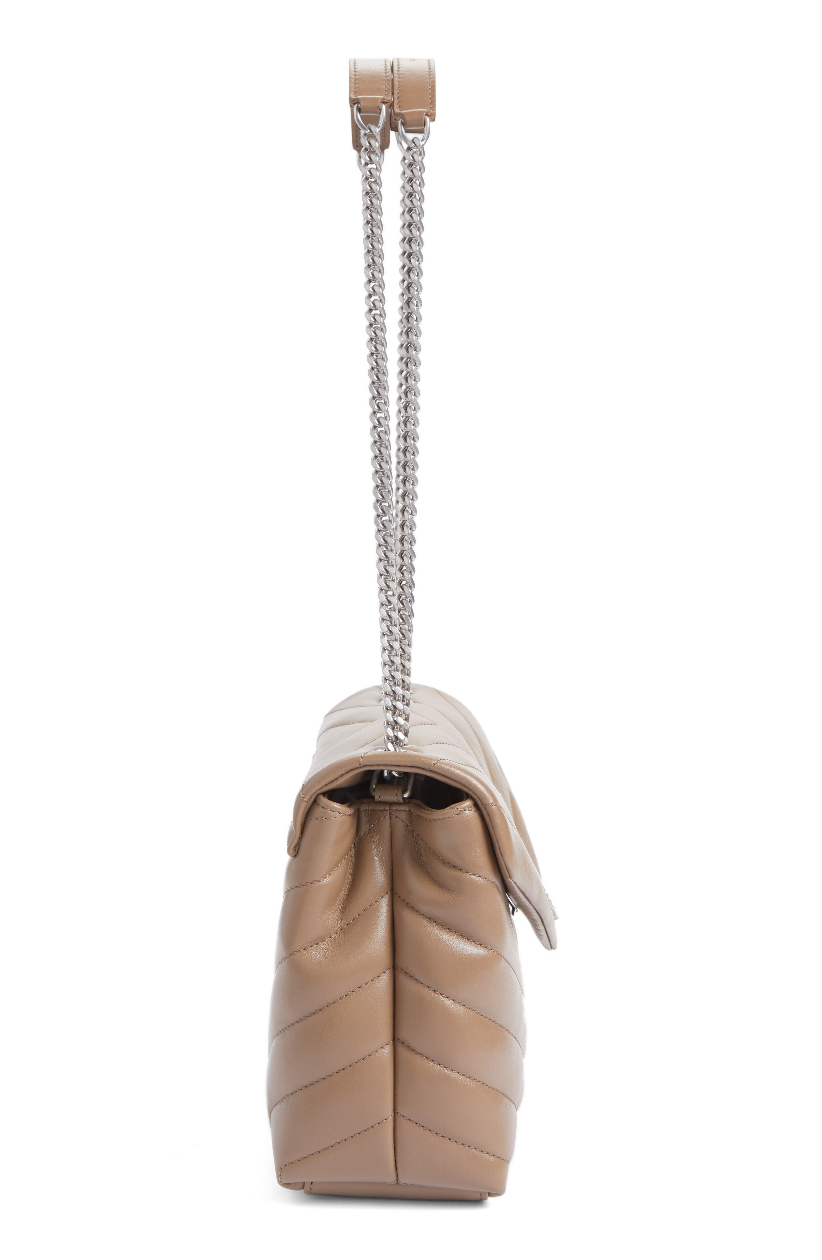 Small Loulou Matelassé Leather Shoulder Bag, Alternate, color, TAUPE MILITAIRE