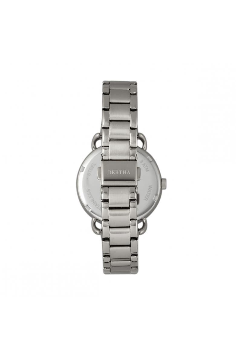 BERTHA Gwen Leather-Band Watch w/Day/Date, Alternate, color, Silver