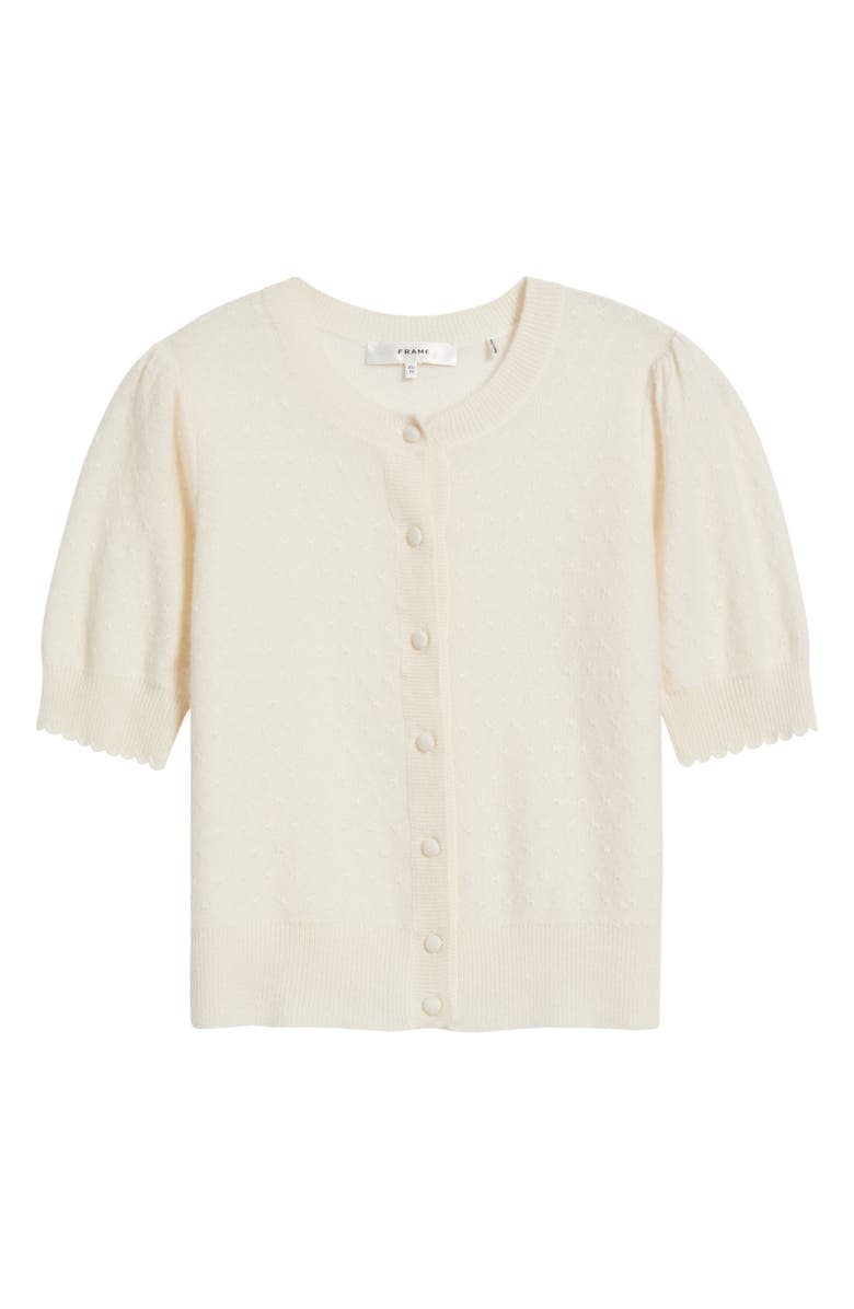 FRAME The Cashmere Pointelle Puff Sleeve Cardigan, Alternate, color, 