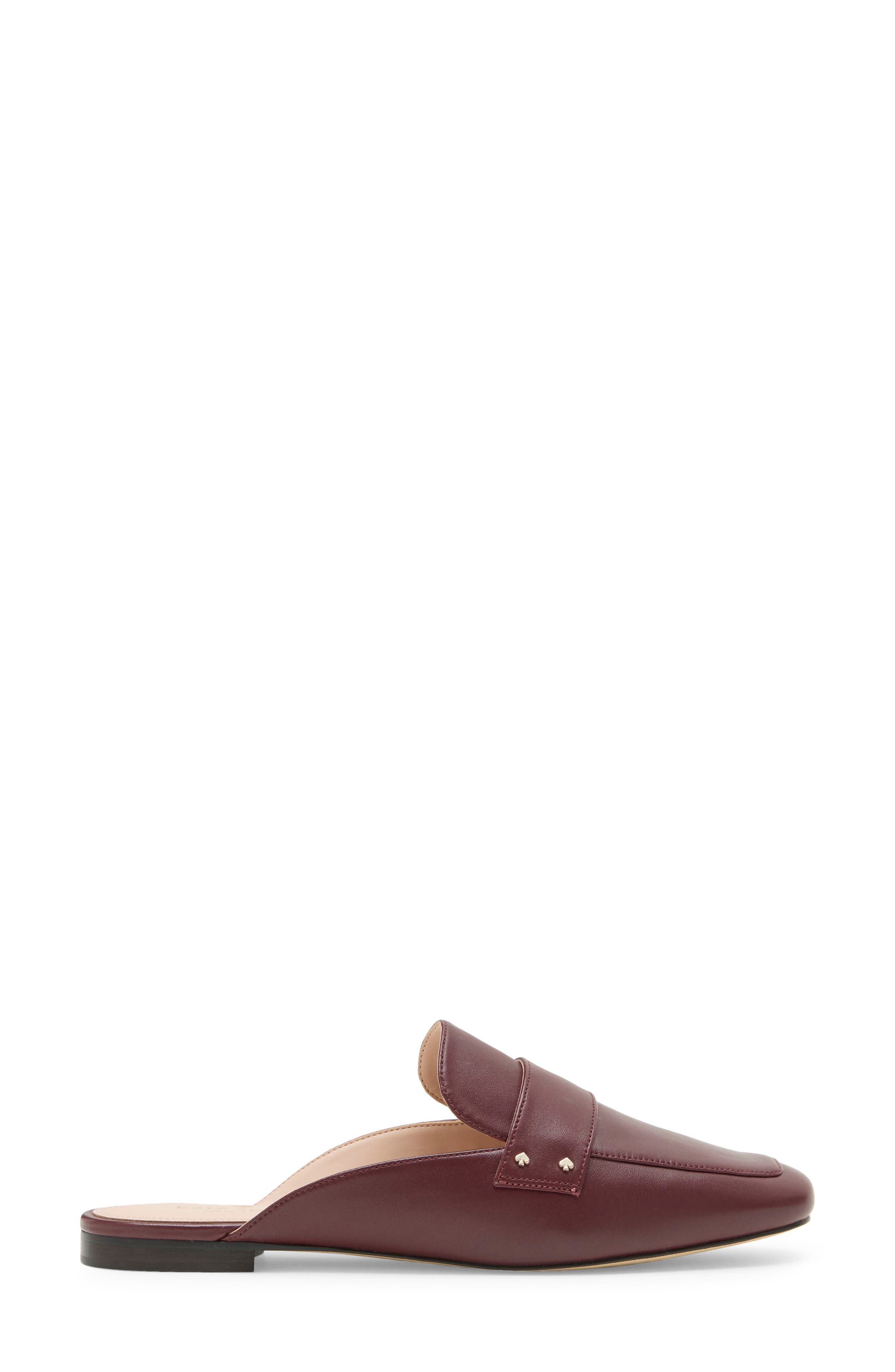 Villa Leather Flat Mule, Alternate, color, DARK MERLOT