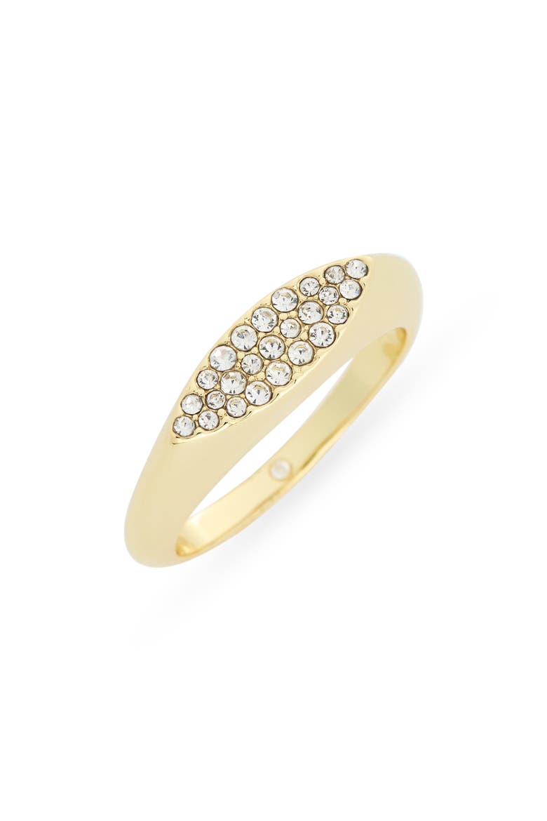 Pavé CZ Signet Ring, Main, color, CLEAR/ GOLD